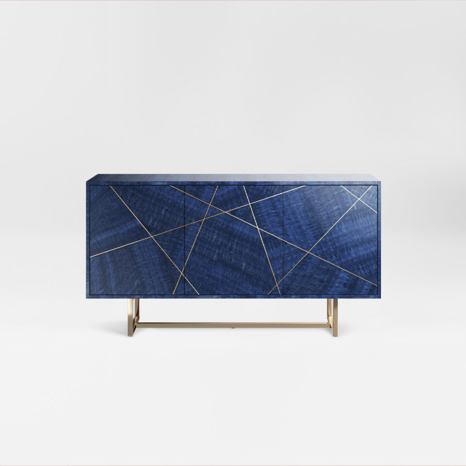 The Three Door Abstract Sideboard, luxury sideboard, credenza, designer side cabinet, blue