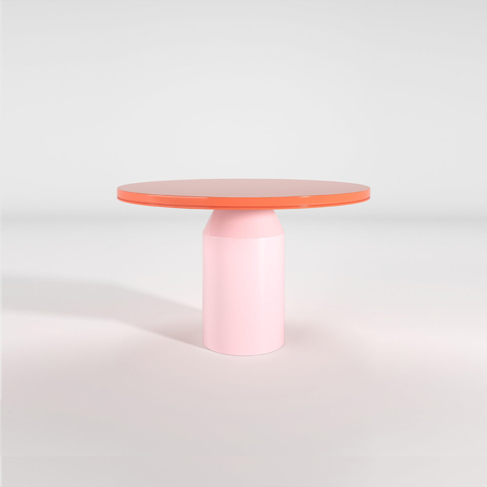 A vibrant breakfast table part of DAVIDSON London’s Wanderlust Collection. This design features the crayon base and aspen top in a pastel pink ‘Tokyo’ and red ‘Barcelona’.