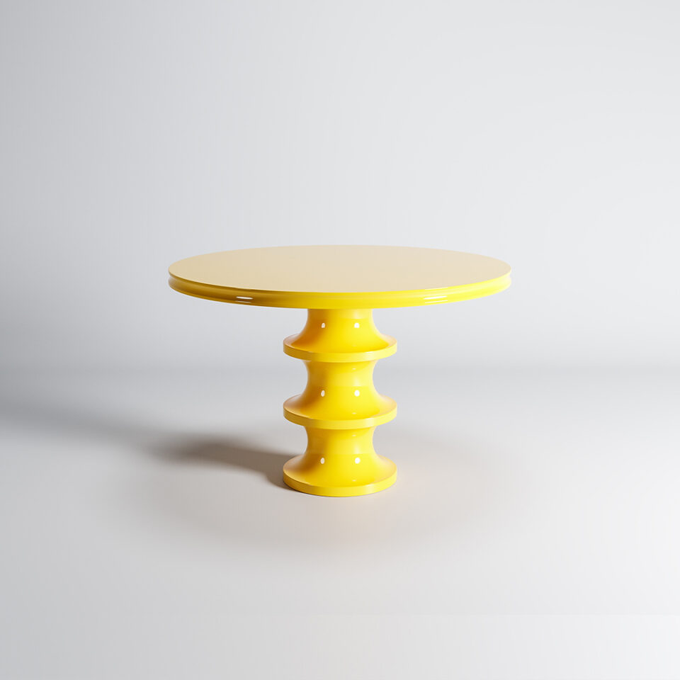 A bold yellow breakfast table part of DAVIDSON London’s Wanderlust Collection.