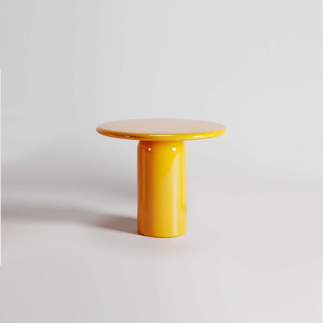 A vibrant breakfast table part of DAVIDSON London’s Wanderlust Collection. This design features the cylinder base and the Orbit top in a bright yellow inspired by the ’Sahara’