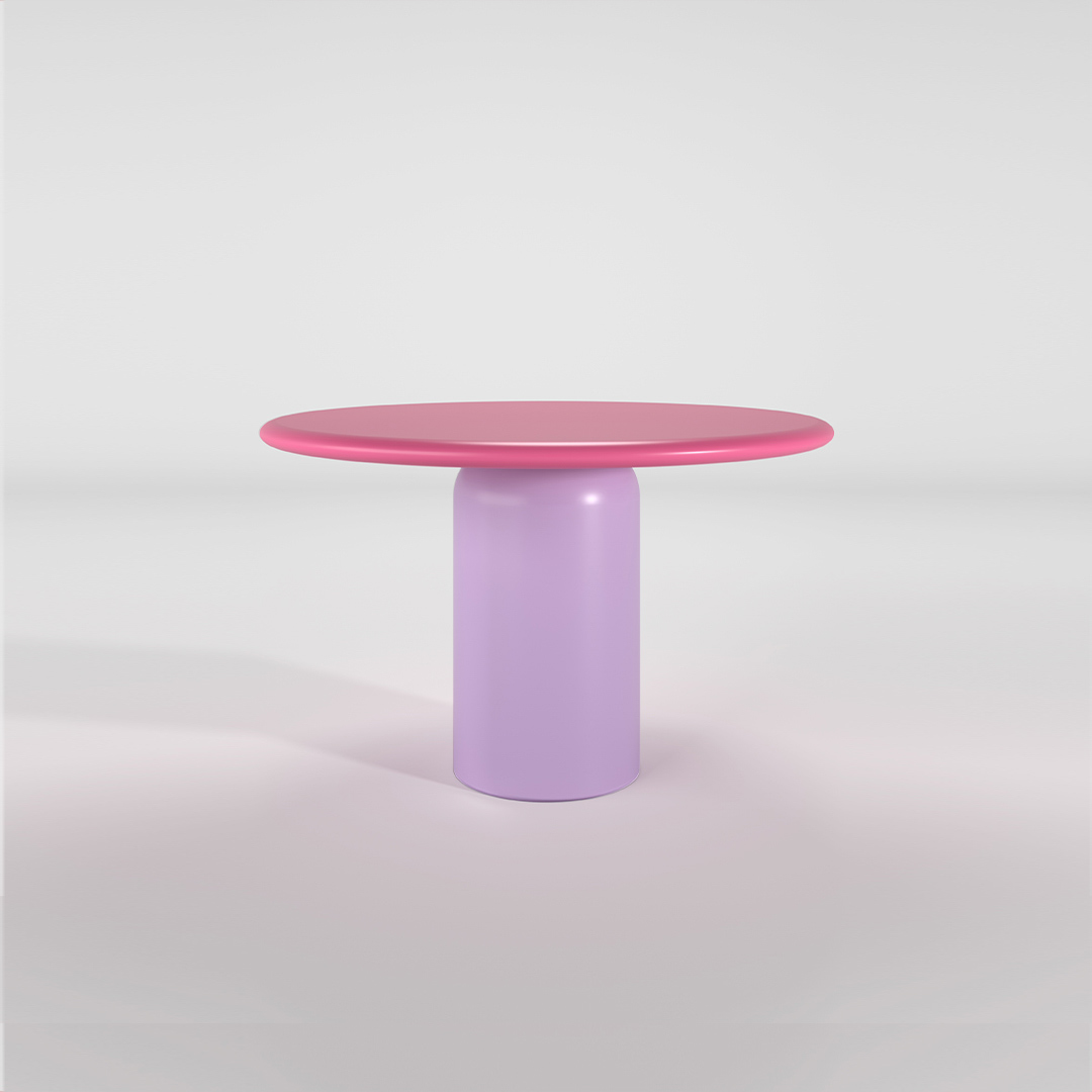 A vibrant breakfast table part of DAVIDSON London’s Wanderlust Collection. This design features the cylinder base and orbit top in a pastel purple ‘Provence’ and bold pink ‘Paris’.
 A vibrant breakfast table part of DAVIDSON London’s Wanderlust Collection. This design features the cylinder base and orbit top in a pastel purple ‘Provence’ and bold pink ‘Paris’. Satin finish.