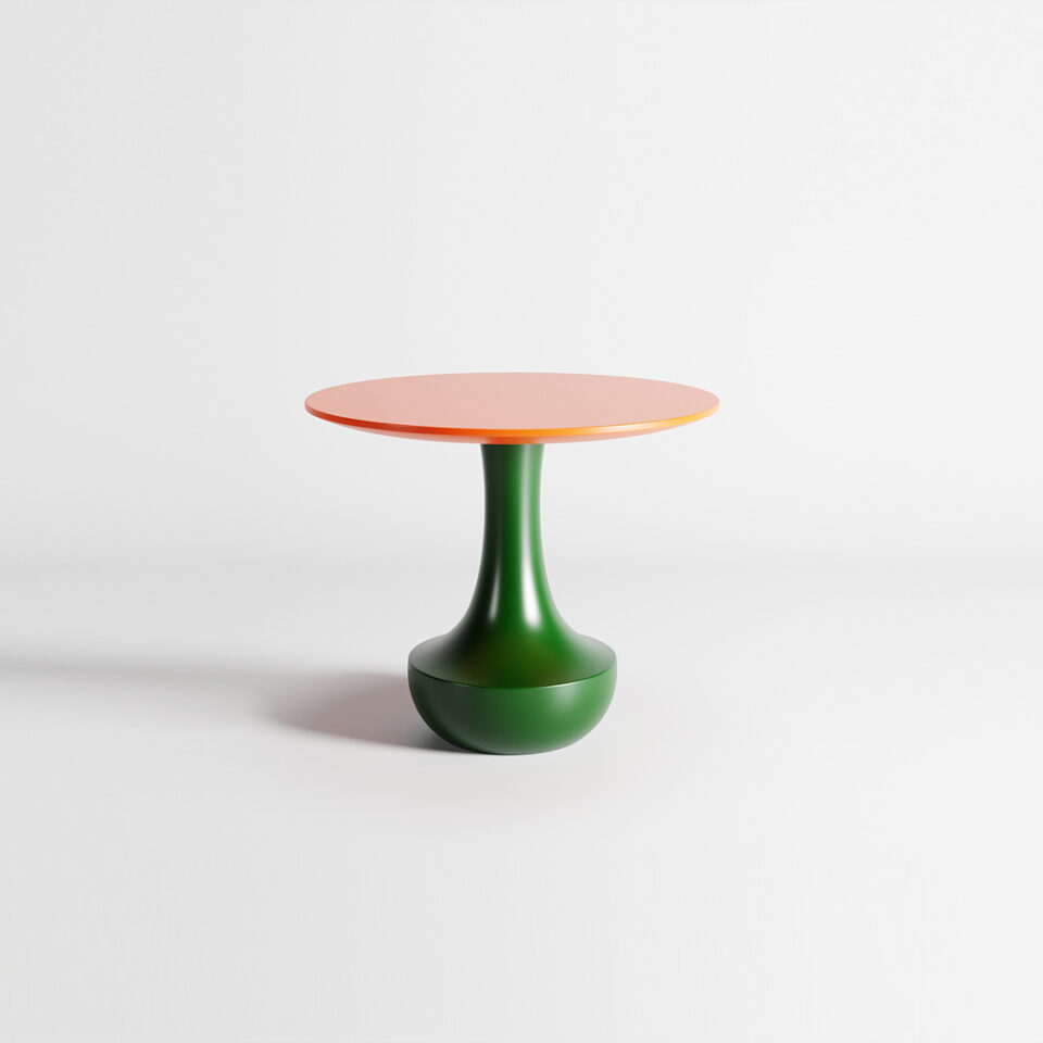 A vibrant breakfast table part of DAVIDSON London’s Wanderlust Collection. This design features the decanter base in a bright green ‘Kerala’ and the Rivington top in a bold ‘Marrakesh’ orange.