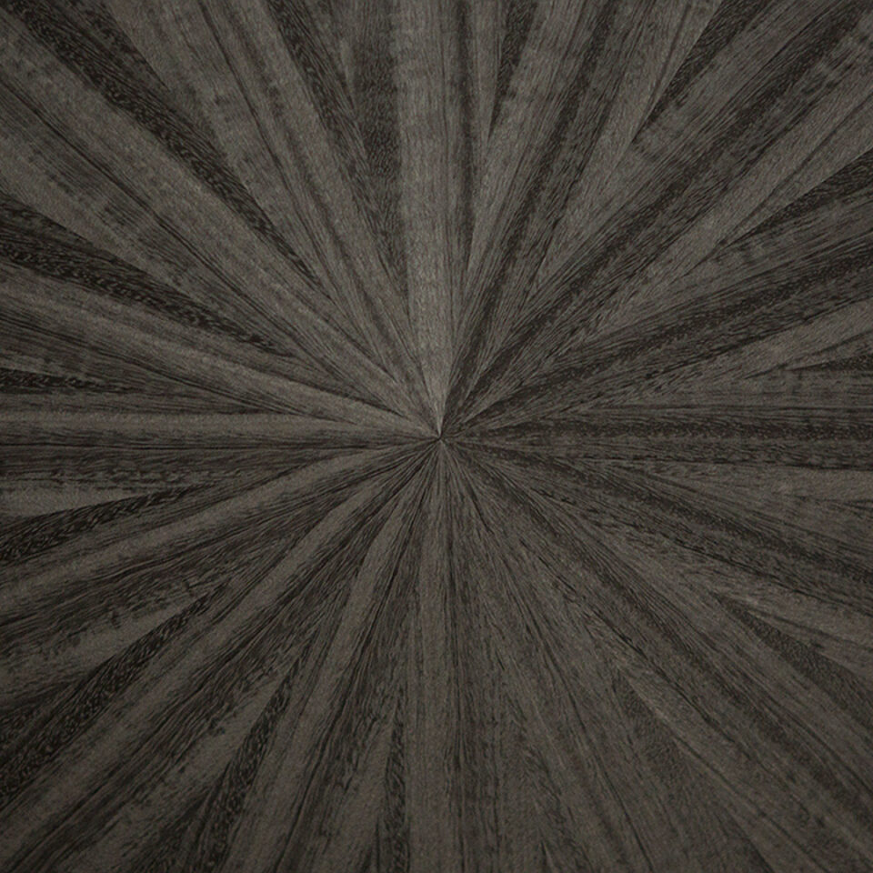 A sleek sideboard finished in a high gloss metallic grey eucalyptus doors with a radial pattern door