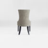 A luxury Dining chair with a high back. Upholstered in a soft silver fabric with satin tinted beech legs. Design by DAVIDSON London. Back view.