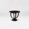 An elegant occasional table with a radial pattern tabletop that sits on a pedestal of four tapered legs anchored with an ebonised block. Finished in a high gloss macassar ebony. Design by DAVIDSON London.