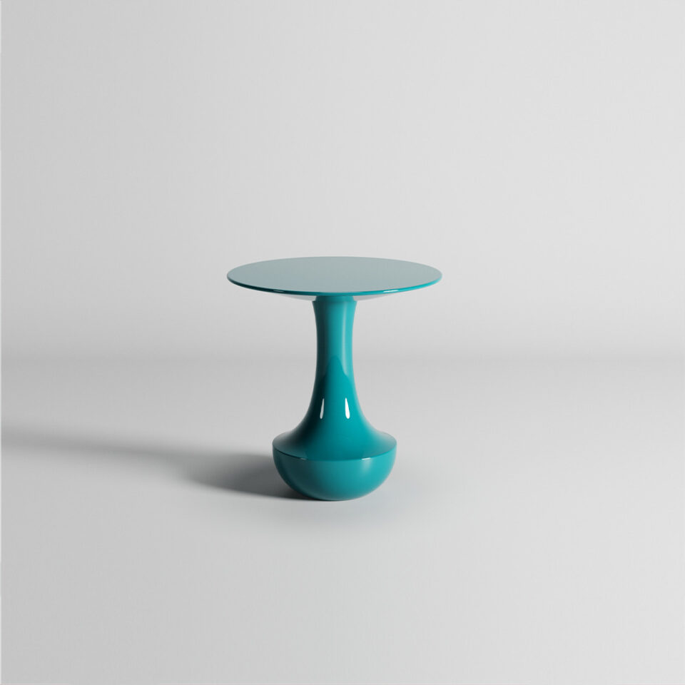 A fun occasional table part of DAVIDSON London’s Wanderlust Collection. This design features the Decanter base and the Elystan top in a bright blue ‘Danče’.