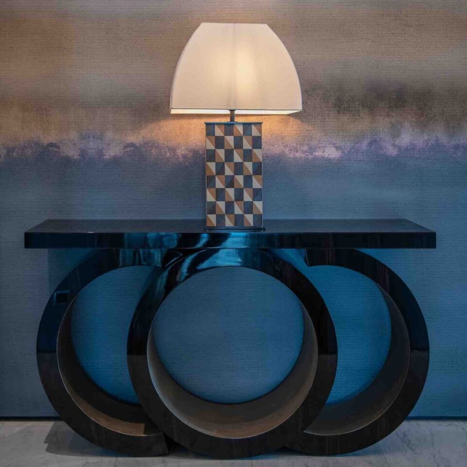 Scarsdale Console in Macassar Ebony and Moon Gold Leaf