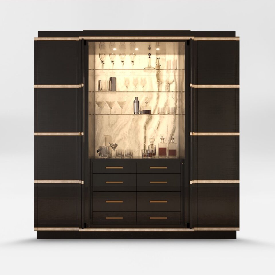 A lavish drinks cabinet solution, the Collins Cocktail Cabinet and Cellar