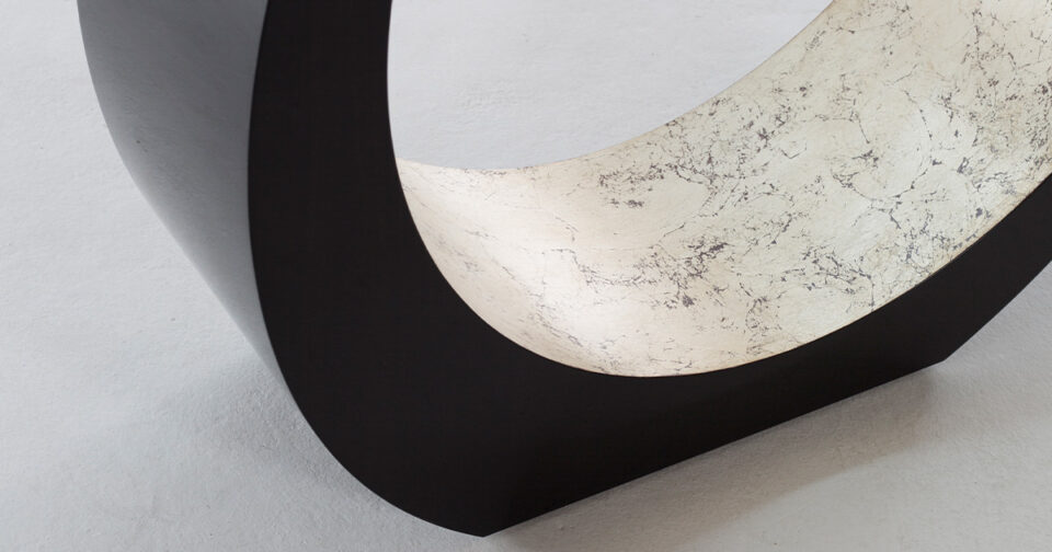 The Belmont Console with a Distressed White Gold Lead Gilded Inlay