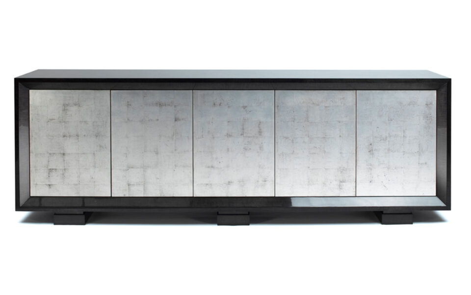 Gilding | The Hillgate Sideboard in sycamore black with white gold leaf gilded doors