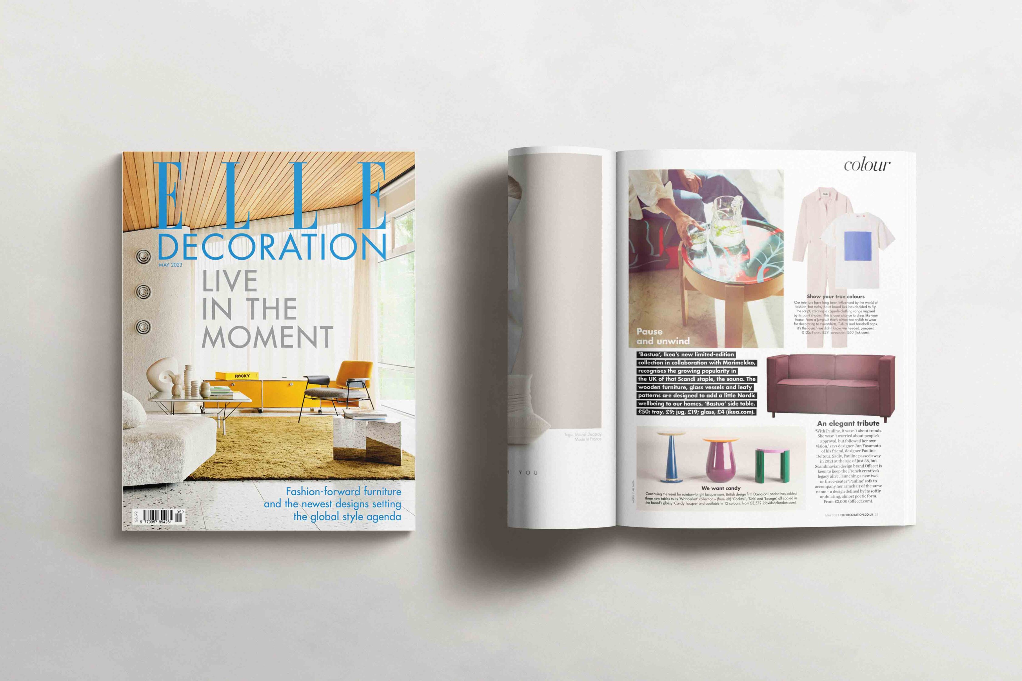 Elle Decoration May 2023 issue features the three new table additions to DAVIDSON's Wanderlust Collection.