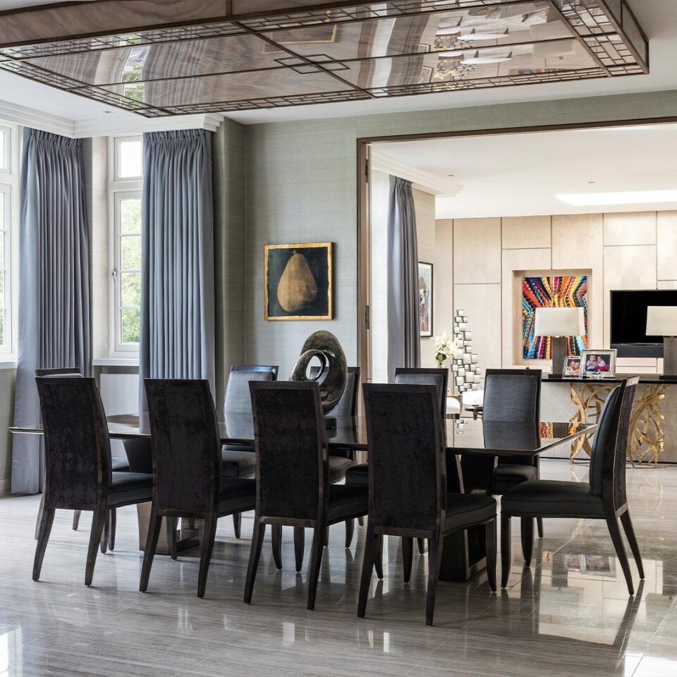 Althorpe Dining Table and Senley Chairs. Interior Design by ND Studios