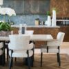 The Rivington Dining Table in Sycamore Silk and Sycamore Black by Davidson London. Interior Design by Nikki Bisiker Interiors