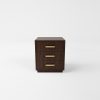 The Astoria Bedside Table by Davidson London in Dark Tinted Walnut with Brushed Brass handles.