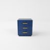 The Astoria Bedside Table by Davidson London in Figured Blue Eucalyptus with Brushed Brass handles.