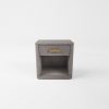 The Carnegie Bedside Table by Davidson London in Sycamore Slate with Brushed Brass handles.