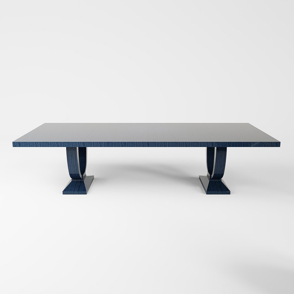 Art deco dining table on a grey background