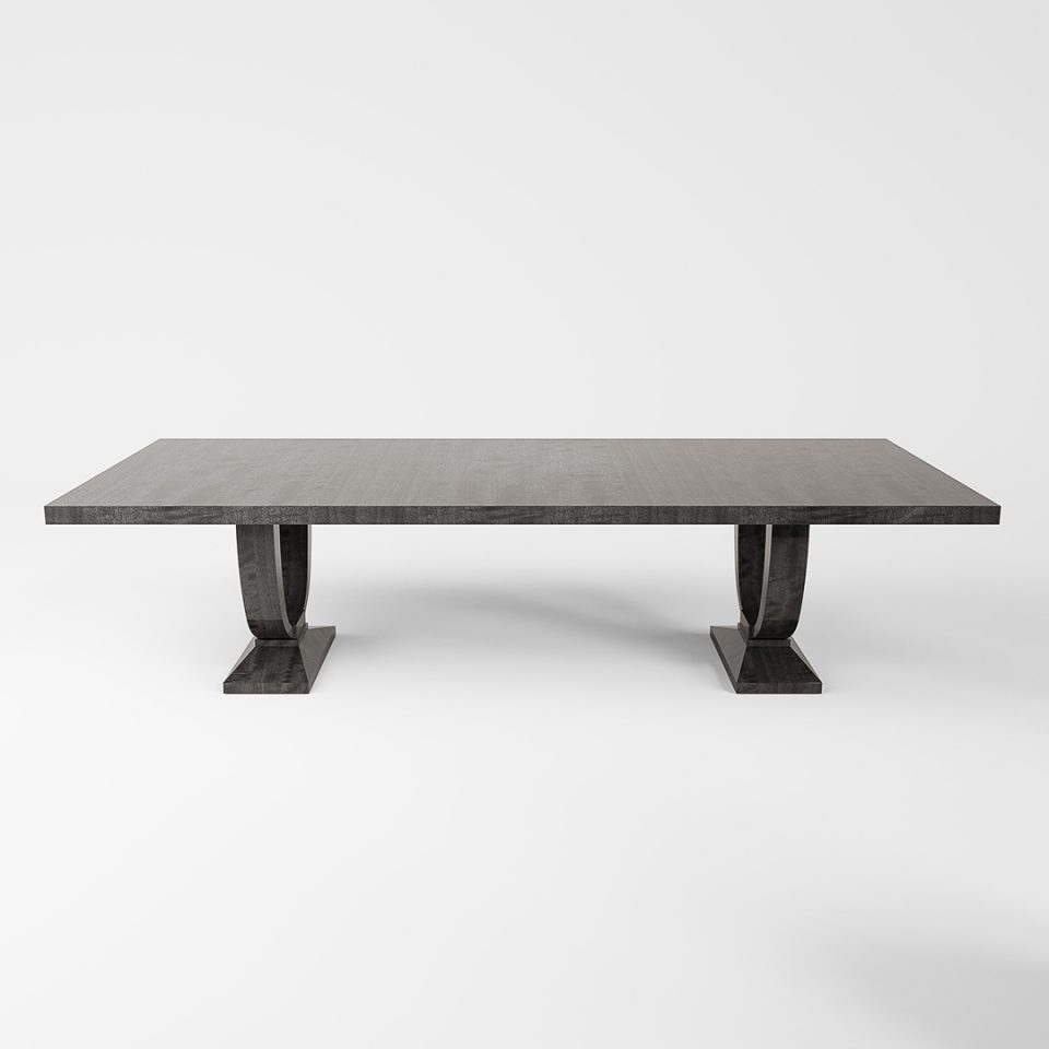 Art deco dining table on a grey background