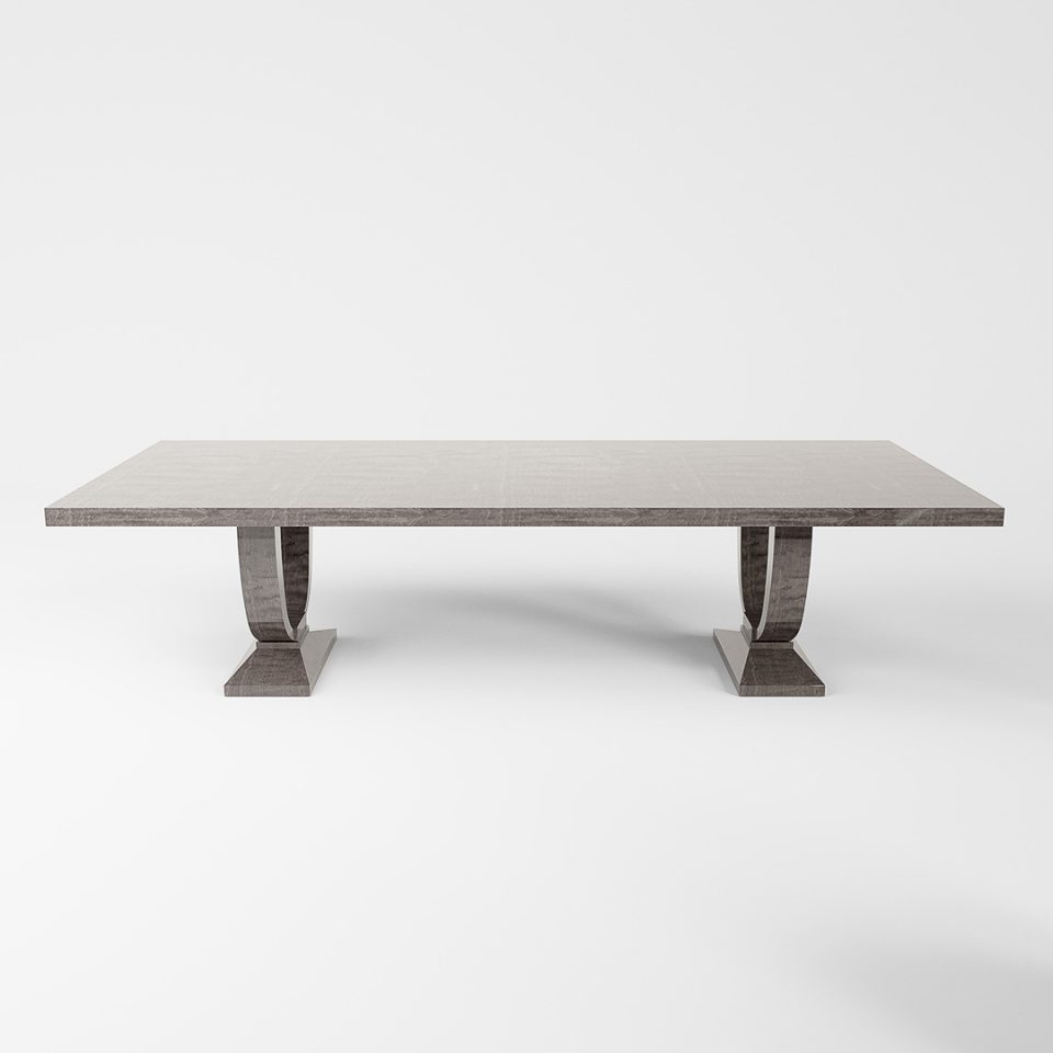 Art deco dining table on a grey background