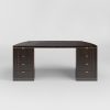 Front view of the Rivington Desk in Macassar Ebony with Brushed Brass Trim. Design by Davidson London.