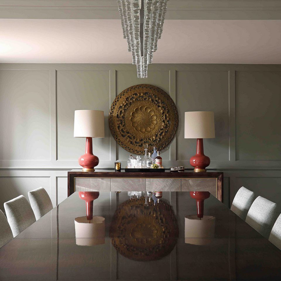 The Grace Dining Table and Chiltern Sideboard by Davidson London. Interior Design by Overbury Interiors
