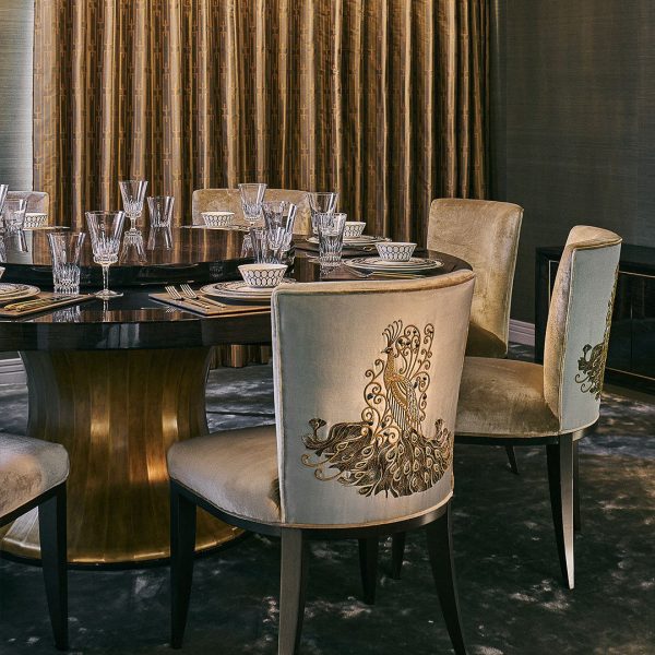 Davidson London high end furniture brand hand crafted dining table chair set.