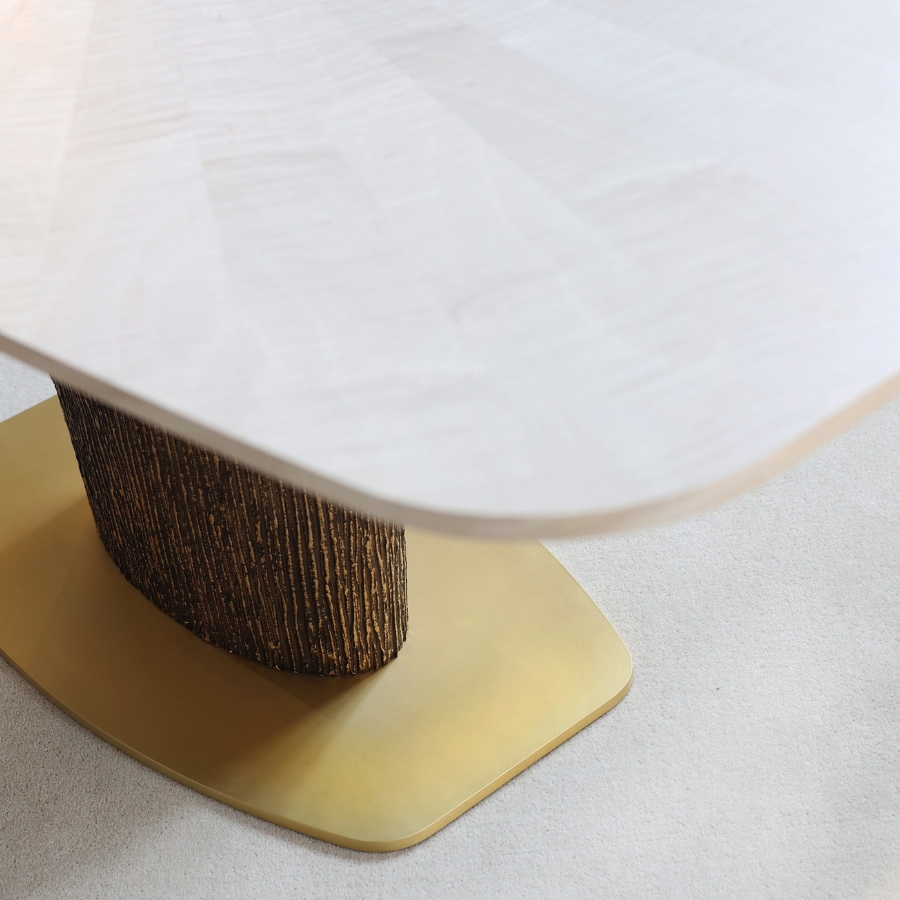 a top down view of the Magdon luxury bronze dining table