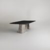 Miami dining table silver pedestal, at an angle, on a grey background