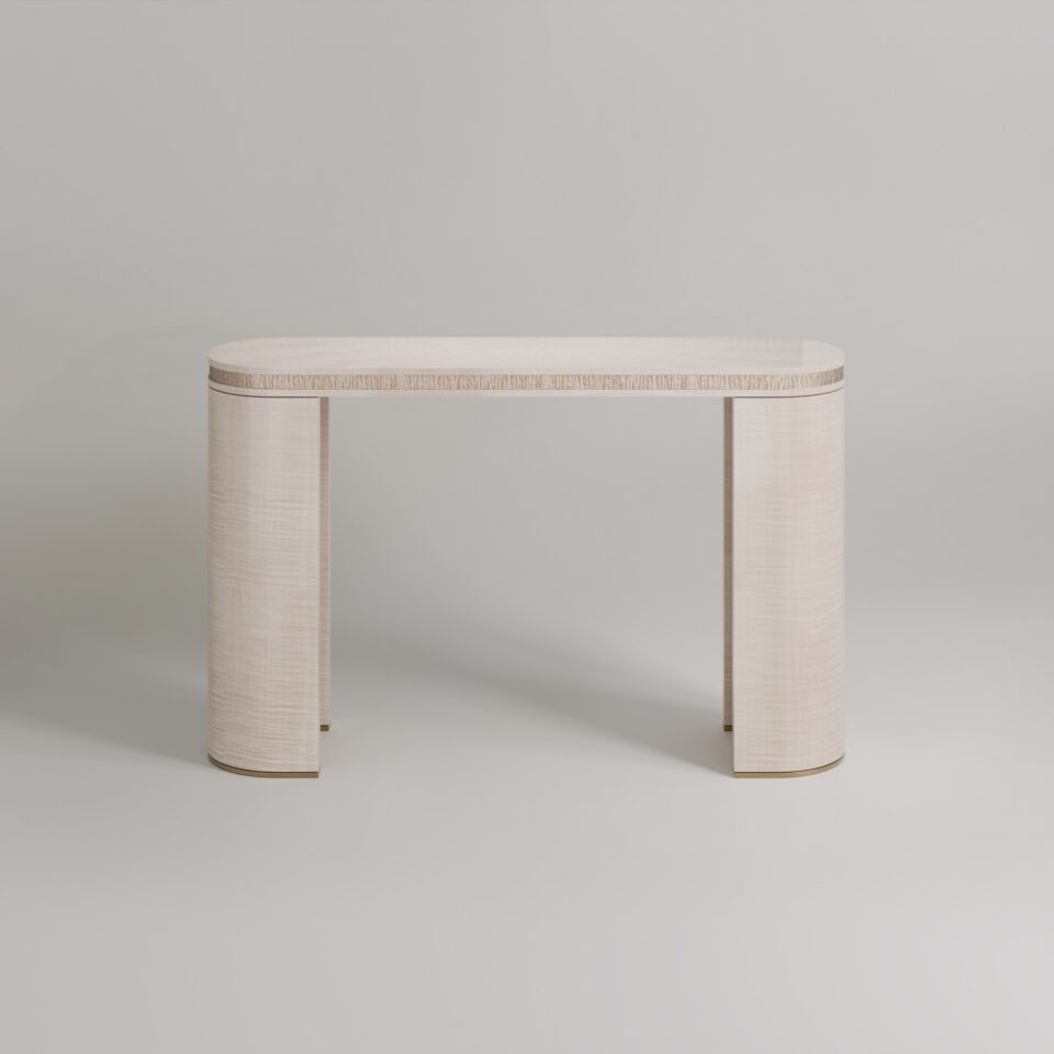 a light Luxury Console Table set on a soft grey background