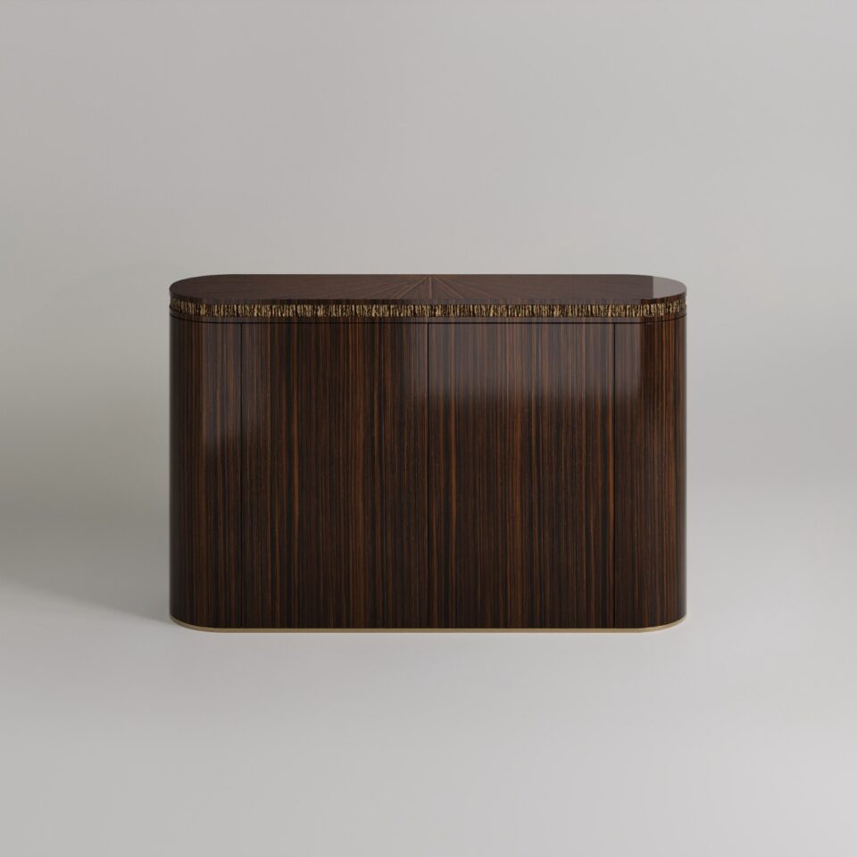 a dark Contemporary Luxury Sideboard on a grey background
