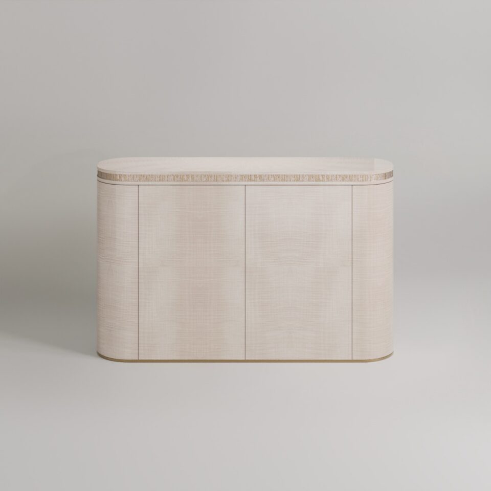 a light Contemporary Luxury Sideboard on a grey background