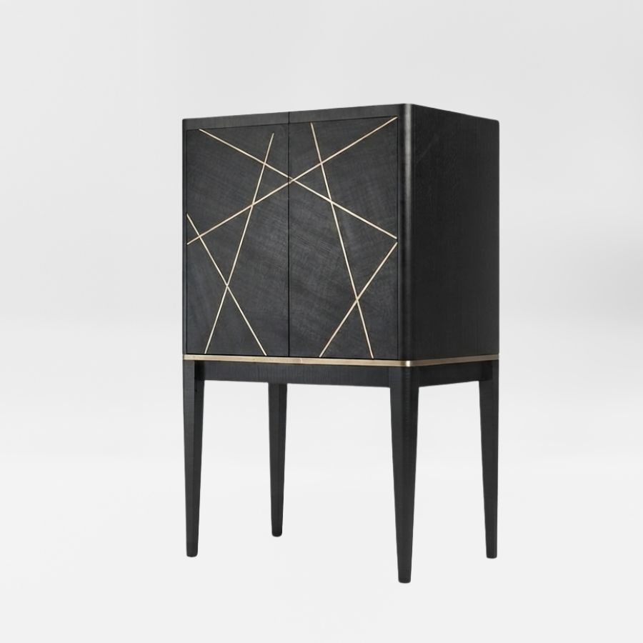 The Abstract Black Luxury Drinks Cabinet side view