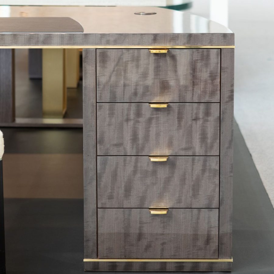 The Rivington Desk on a grey background with a natural drop shadow. This is a Contemporary Luxury Executive Desk.